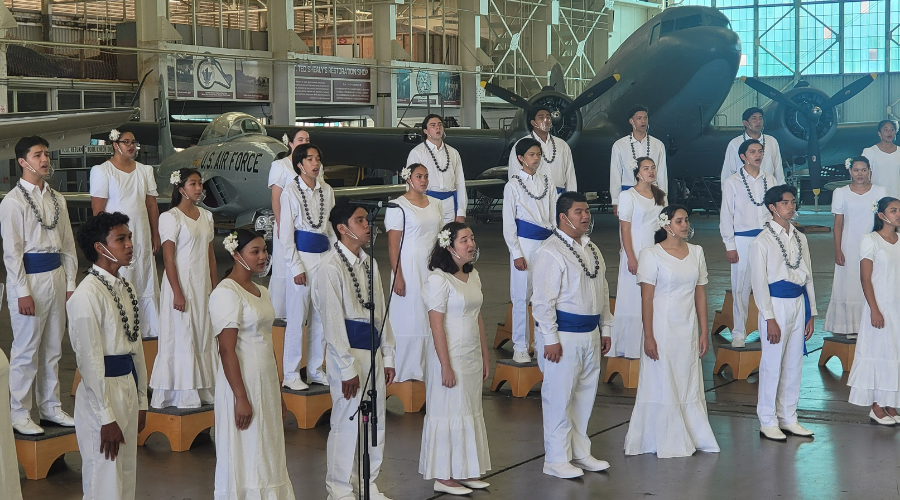 Kamehameha School Concert Glee Club filming their performance. 