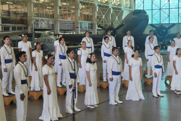 Kamehameha School Concert Glee Club filming their performance. 