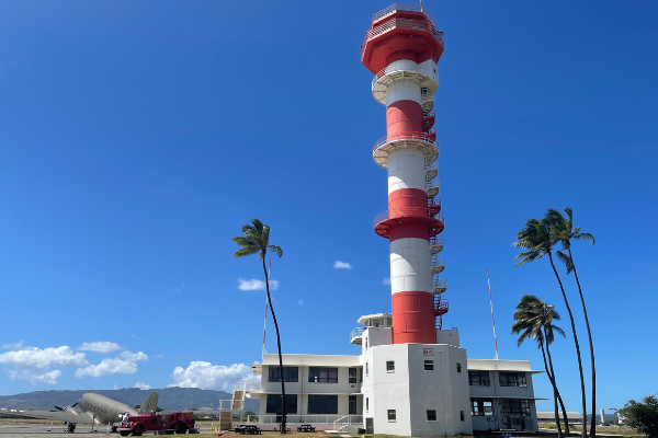 Photograph of the Ford Island Control Tower, taken in 2022.