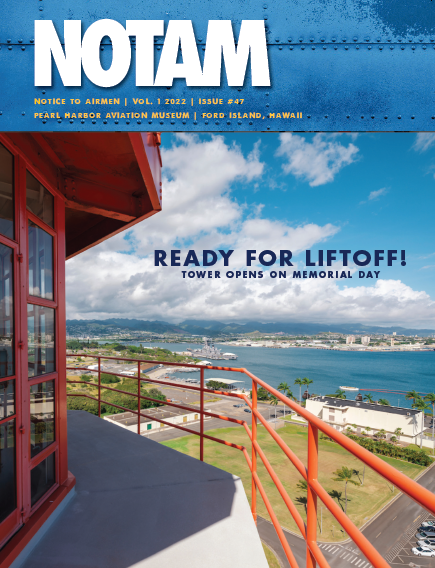 Photograph of the cover of the NOTAM newsletter featuring a picture taken from on top of the Ford Island Control Tower.