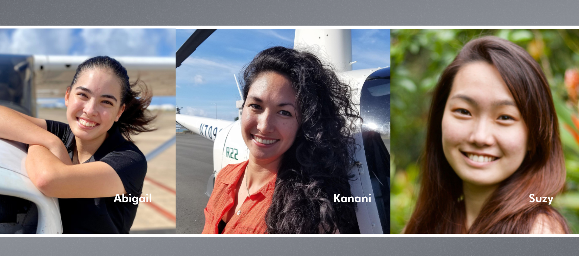 Photographs of three of our scholarship recipients.