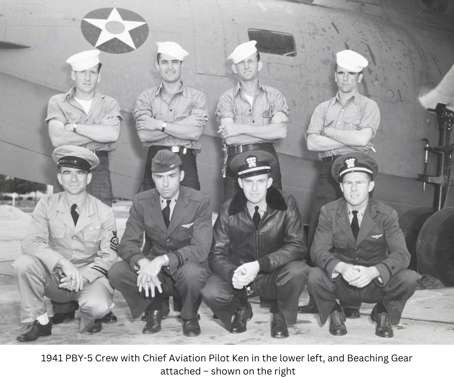 Photograph from 1940 of flight crew PBY- 5 with Chief Aviation pilot Ken Sederquist.