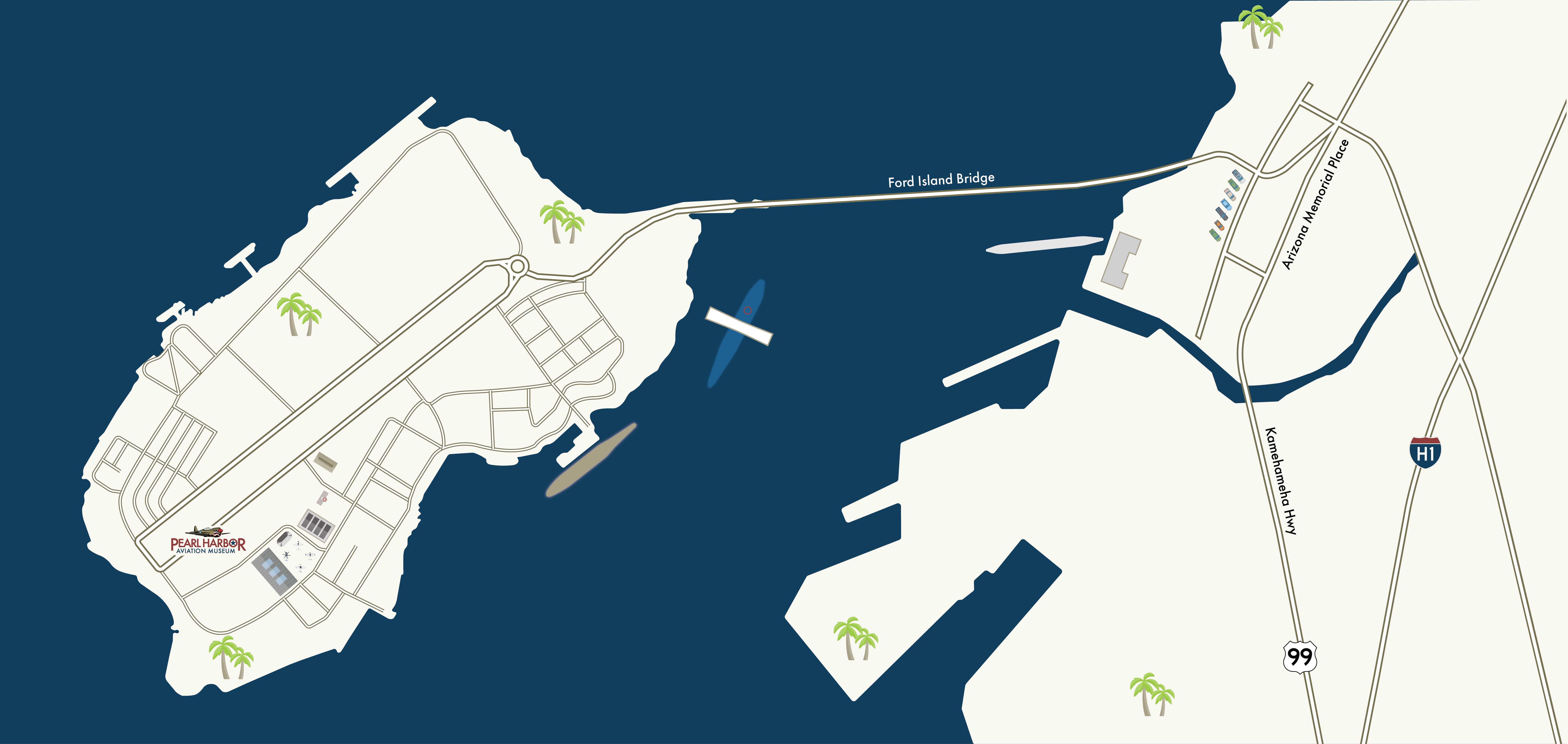 Map of Ford Island and surrounding areas