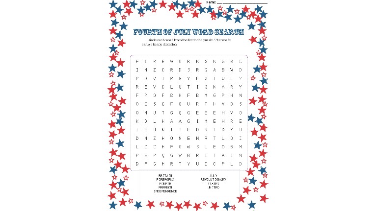 4th of July word search