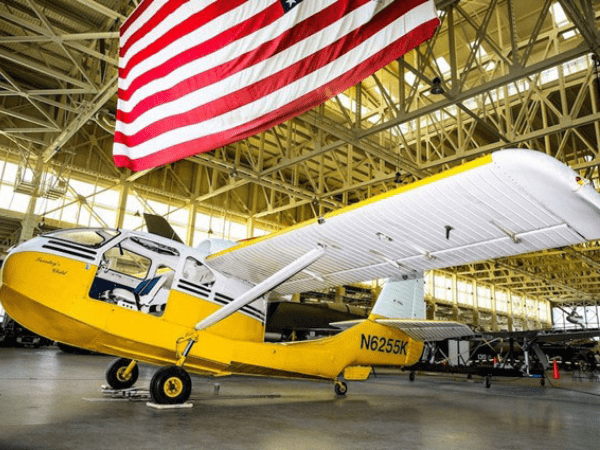 Untitled design (14) The Seabee aircraft Robert Gould restored, now located in the Raytheon Pavilion.