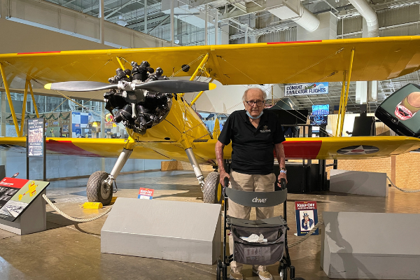 Ed Jurkens with one of his favorite aircraft, the Stearman