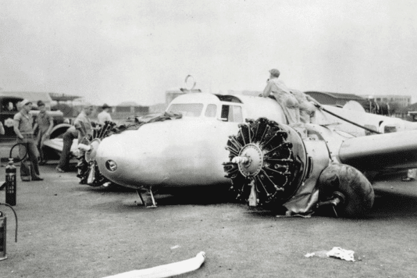 Amelia Earhart Mobile 6 Earhart's Electra after her crash on Ford Island.