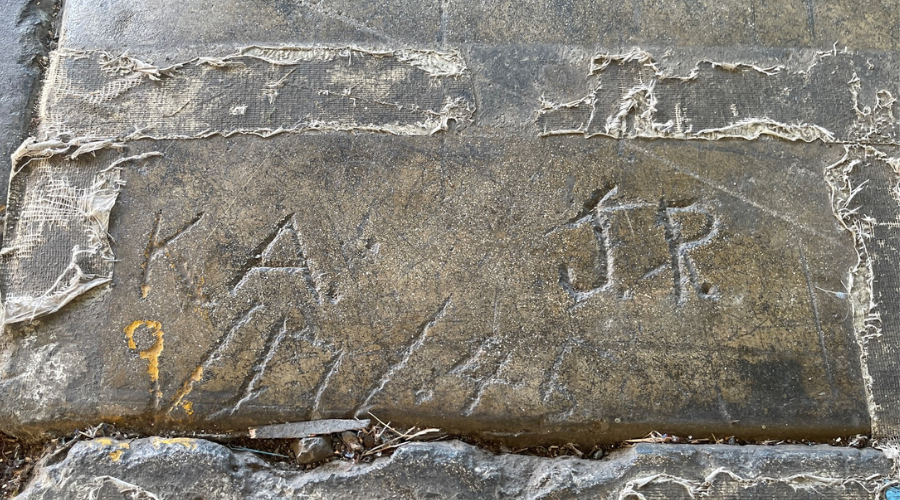 Carvings found in Hangar 79's floor, dated "9/17/41."