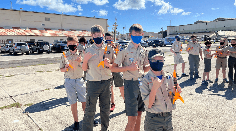 Scouting Desktop (1) Boy Scouts participating in Space Exploration Merit Badge program at Pearl Harbor Aviation Museum.