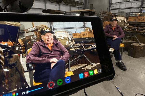 Untitled design (26) World War II Veteran, Dick Klein, of the 101st Airborne Division during filming of "A Rendezvous with Destiny."