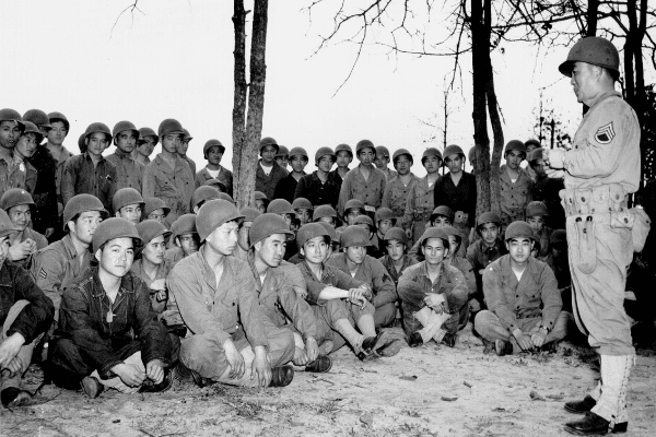 AAPI Heritage Month 100th Infantry soldiers receiving training in 1943.