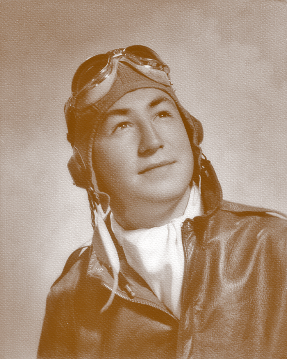 Harry Brown in flight jacket & goggles SEPIA