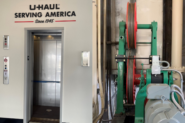 Restored historic elevator and equipment inside the Ford Island Control Tower.