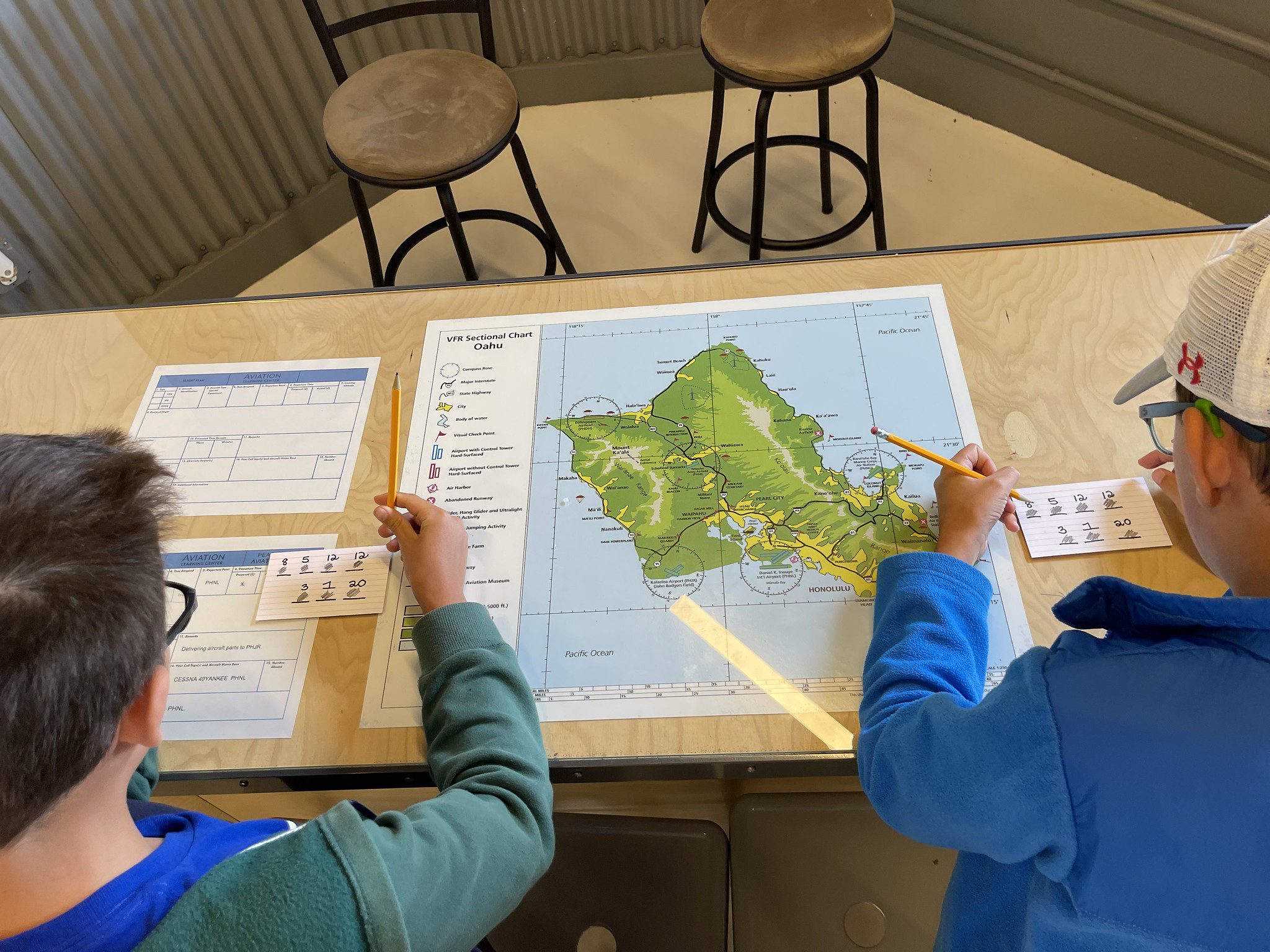 Kids working on a project in the Aviation Learning Center