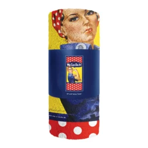 Rosie Beach Towell Rolled - Born: 30x60 Rosie the Riveter Beach Towel