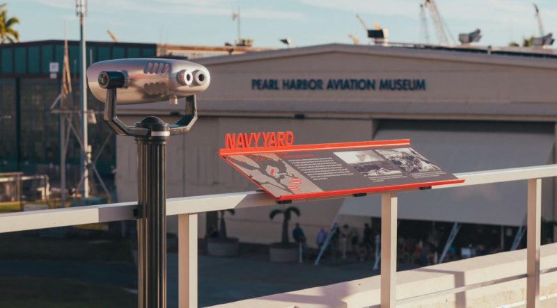 Navy Yard display on the Rooftop Terrace overlooking Pearl Harbor Aviation Museum